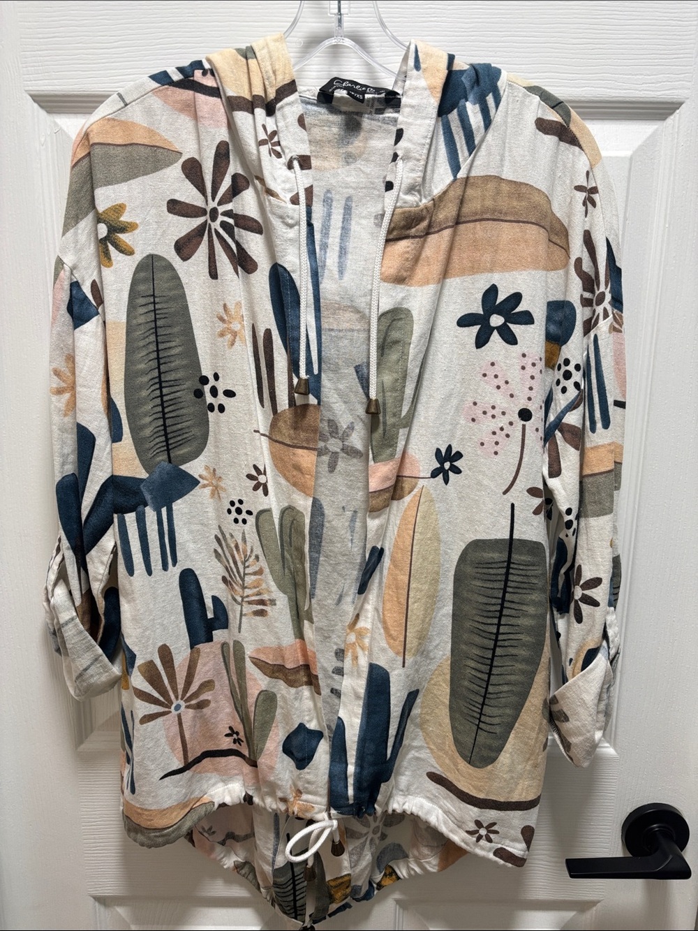 CHARLIE B Multicolor Hooded Patterned Lightweight Jacket oversized